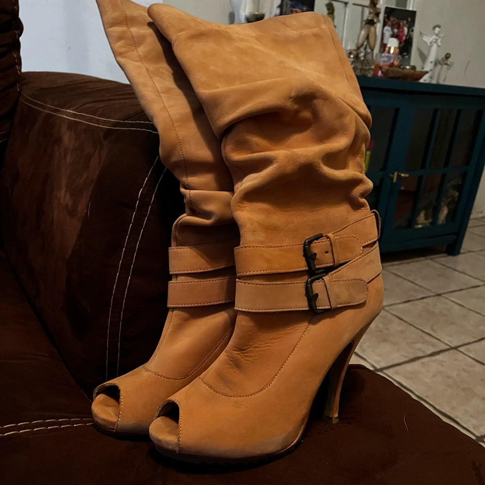 Leather suede boots- worn once
